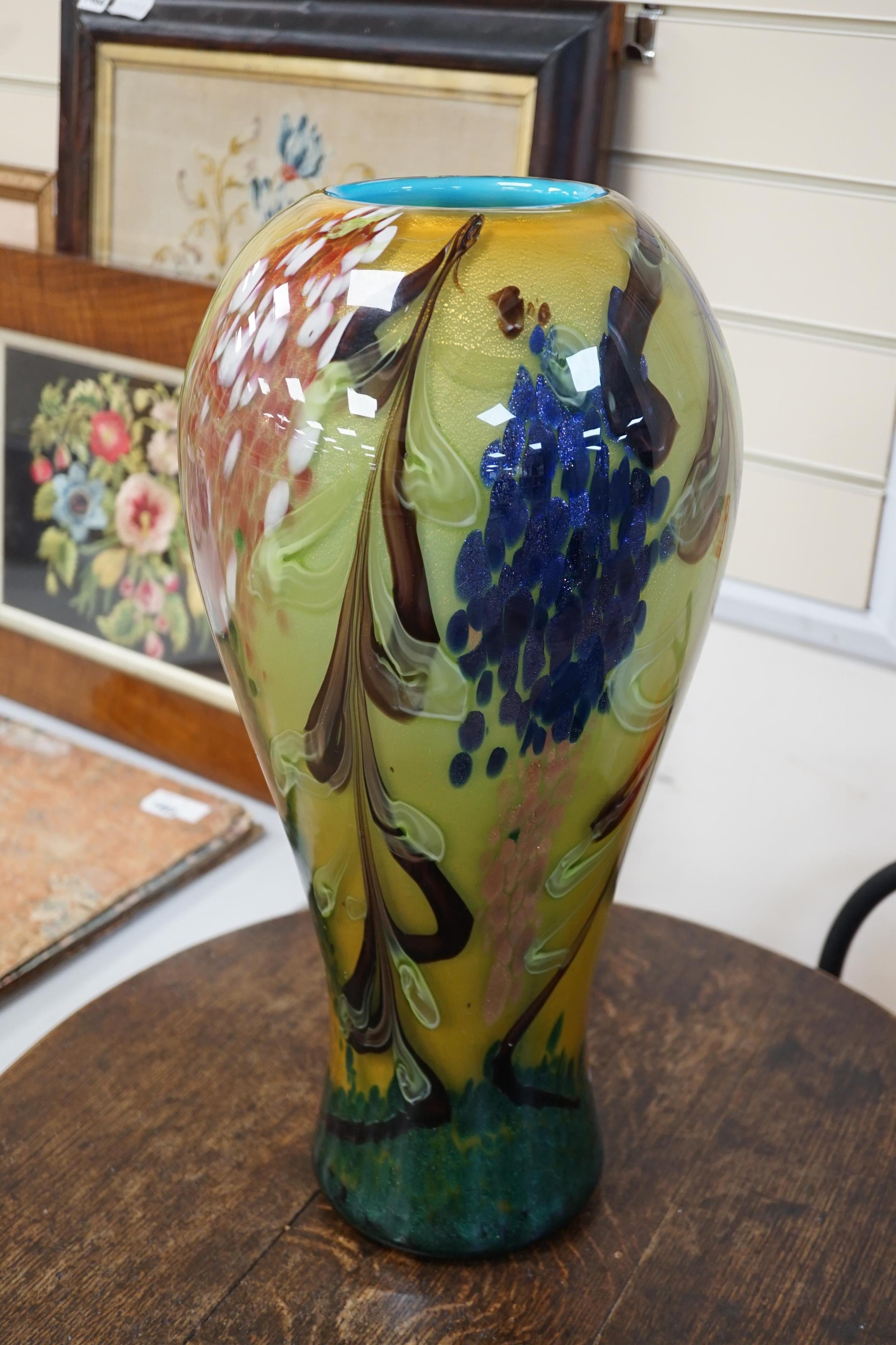 A large Studio art glass baluster vase, 52cm high. Condition - good
